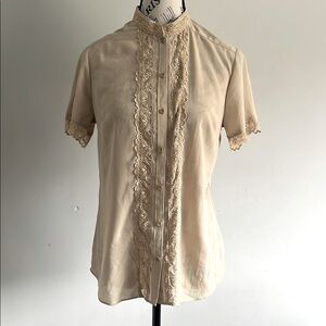 Liz Claiborne Lace Blouse – Champagne Beige – Size Small